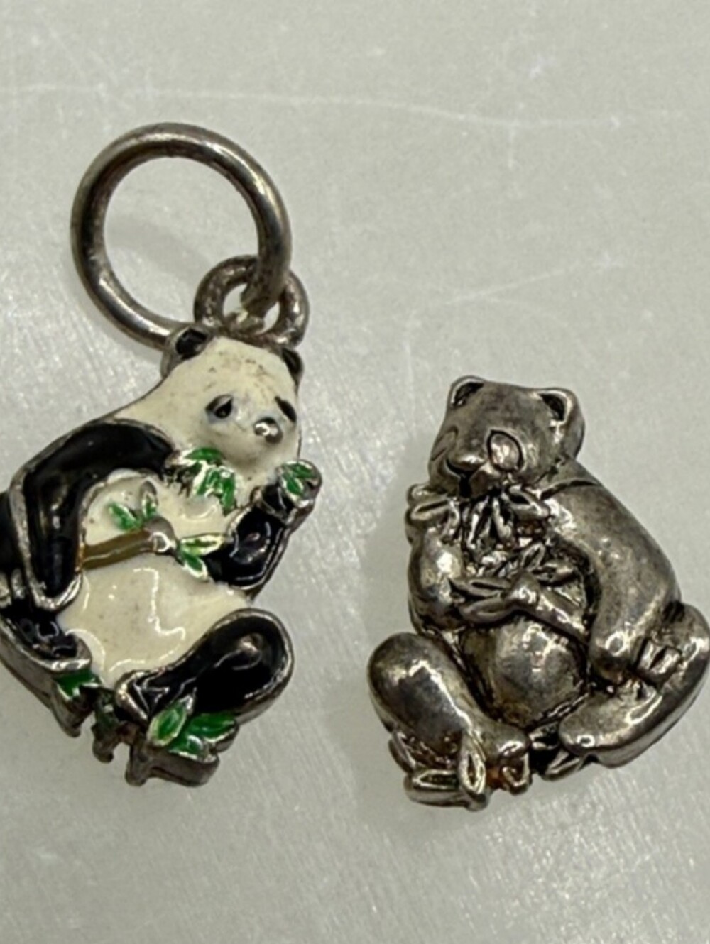 Vintage Enamel Panda Charm Pendant
